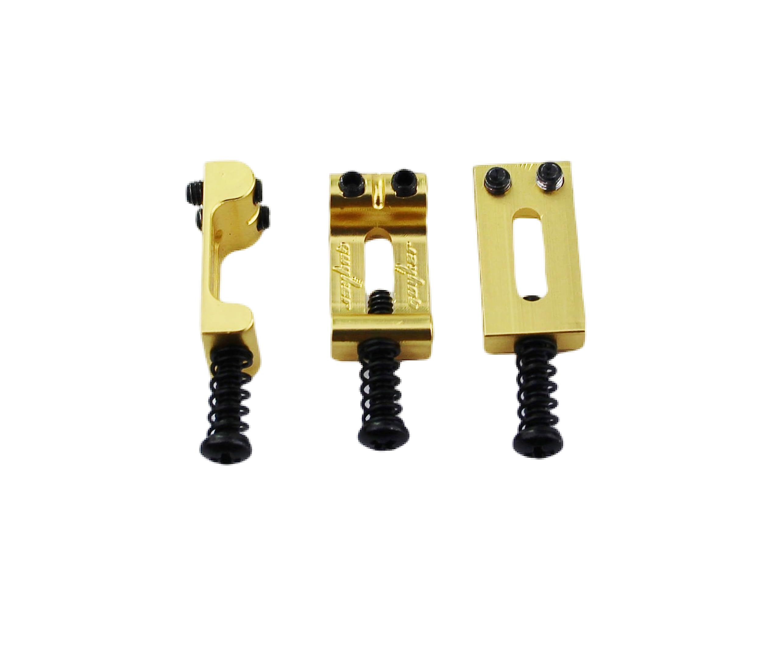 Guyker 10.8mm Tremolo Bridge Bent Brass Saddles, Bridge Saddles Tremolo System Replacement Part Compatible with Strat ST TL Electric Guitar(Set of 6, gold) - Image 4