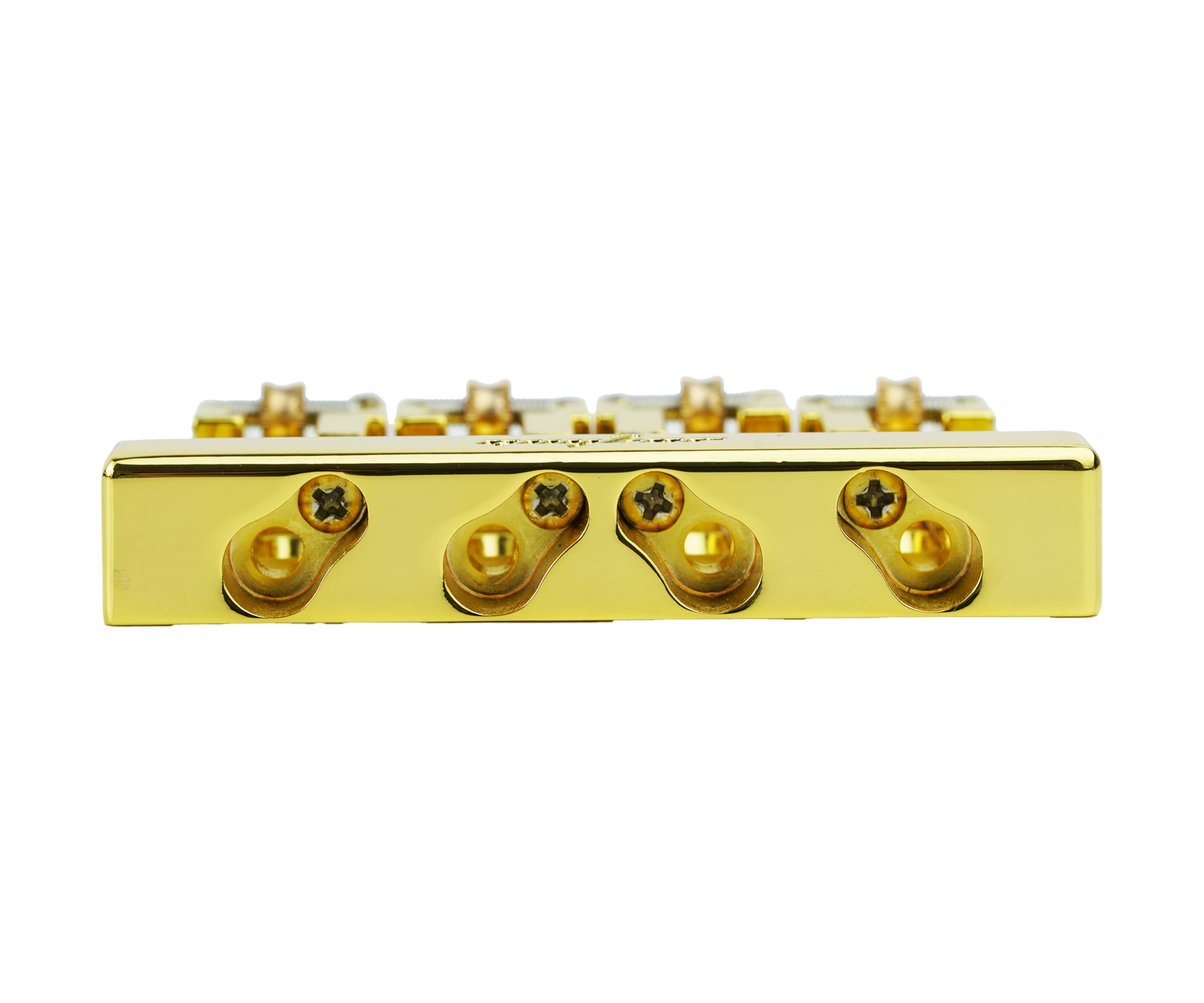 Guyker Bass Bridge, 4 String Bass Bridge with Solid Roller Saddle Adjustable Replacement Part (GB406, Gold) - Image 4
