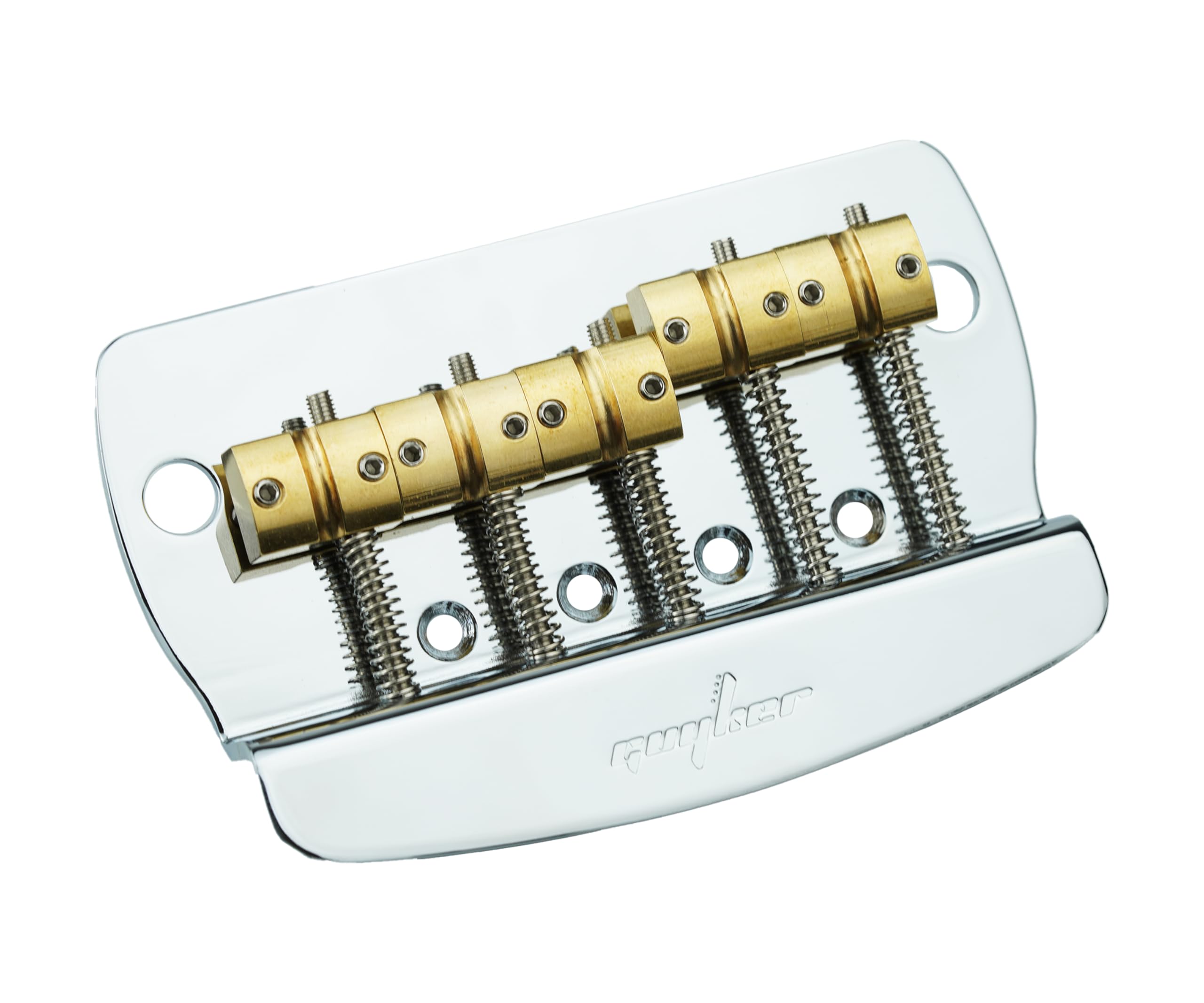 Guyker Bass Bridge String Spacing 16mm, 5 String Fixed Bass Bridge with Solid Brass Saddle & Iron Plate Replacement Part (GB1026, Chrome) - Image 4
