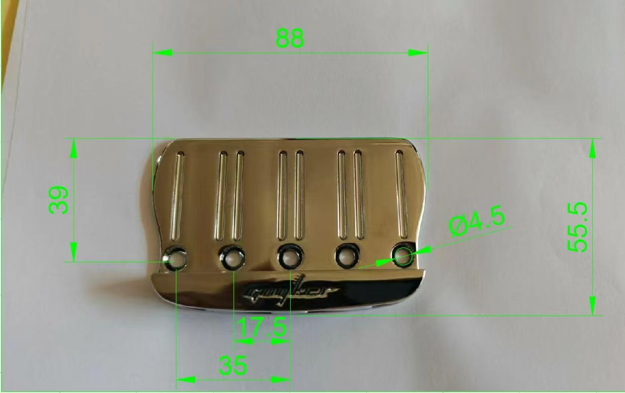 Guyker Bass Bridge String Spacing 17.5mm, 4 String Hardtail Bass Bridge Assemble with Brass Saddle (GB408, Gold) - Image 2