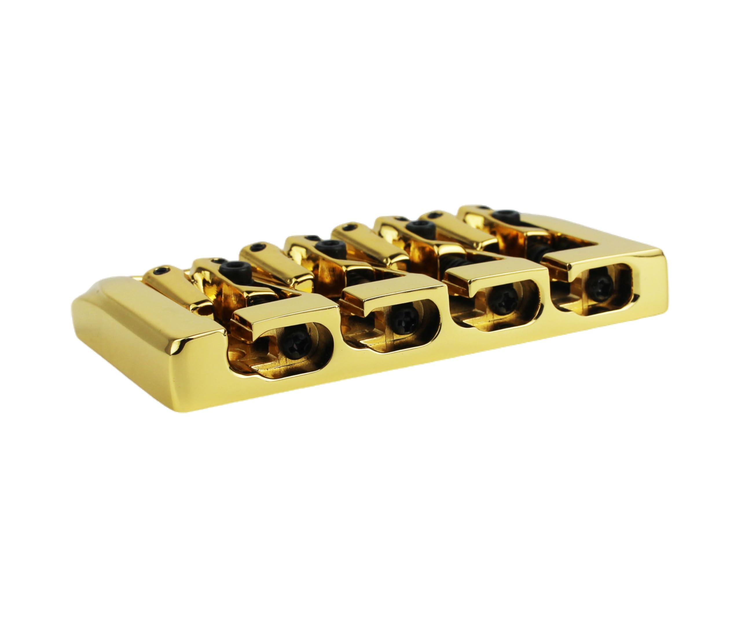 Guyker Bass Guitar Bridge, 4 String Fixed Bridges String Space 19mm Replacement for Jazz Bass or Precision Instruments (GB404, Gold) - Image 3