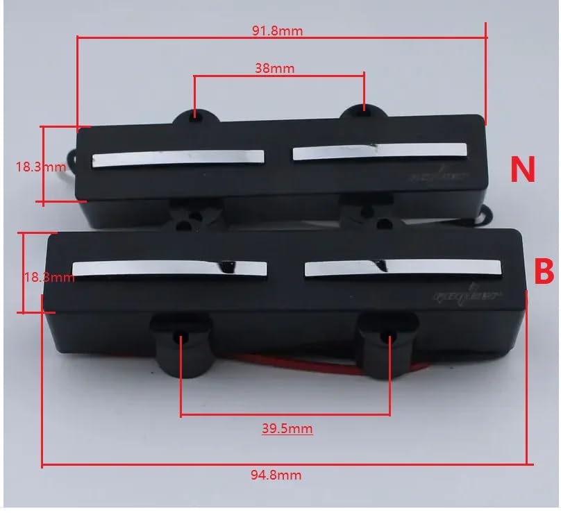 Guyker Ceramic Pickups Long Closed Electric Jazz Bass Pickups Closed Hot Single Rail Track 1 Set, JB11 Black - Image 6