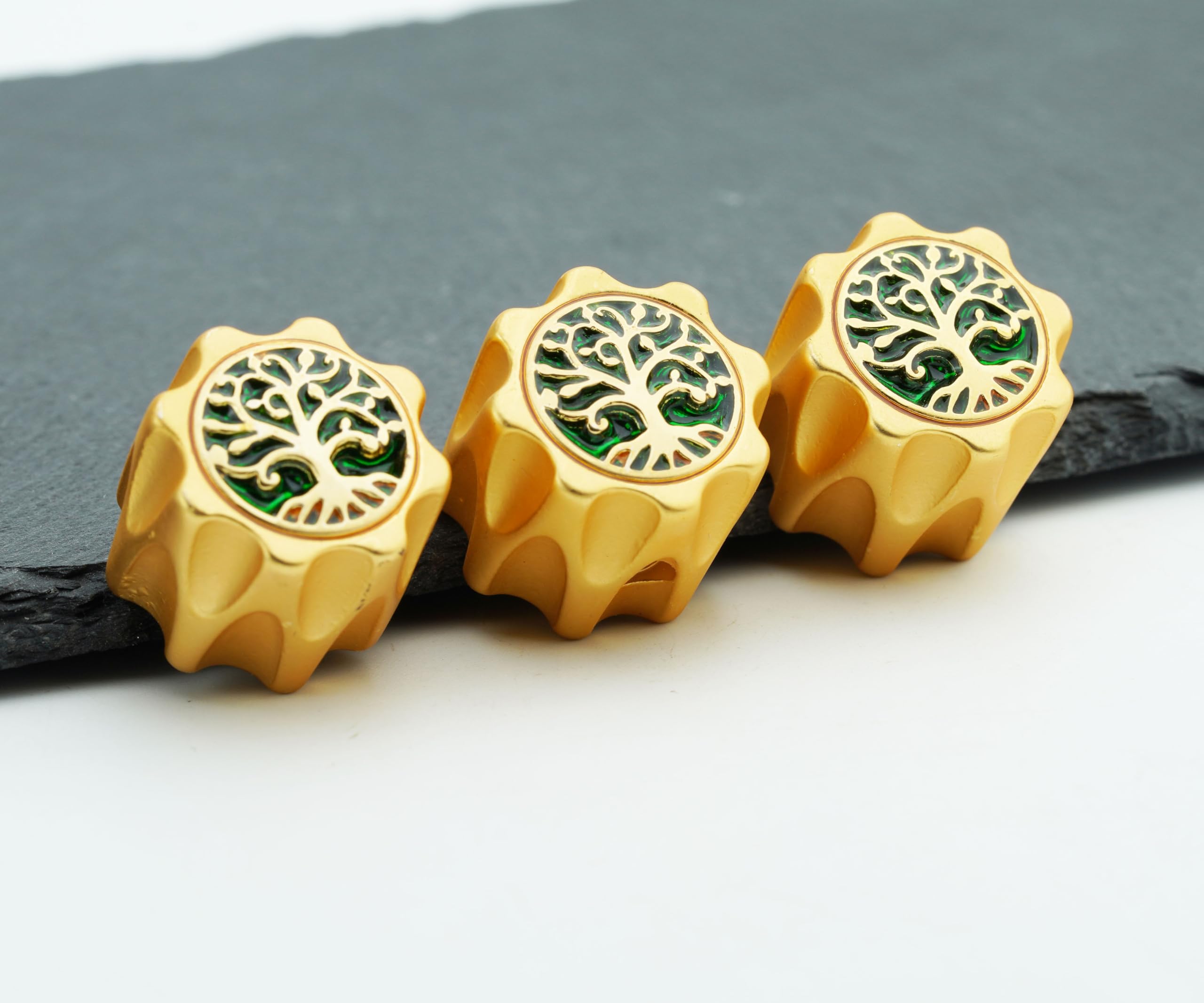 Guyker Dome Potentiometer Control Knobs Dia. 6.3mm Shaft Pots, 3PCS Zinc alloy Domed Speed Tone Volume Switch Knob with Tree Of Life Surface Replacement for Electric Guitar Bass, CKB034 Gold - Image 2