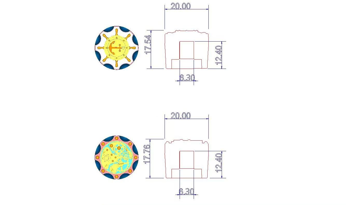 Guyker Dome Potentiometer Control Knobs Dia. 6.3mm Shaft Pots, 3PCS Zinc alloy Domed Speed Tone Volume Switch Knob with Ship Anchor Surface Replacement for Electric Guitar Bass, CKB035 Gold - Image 5