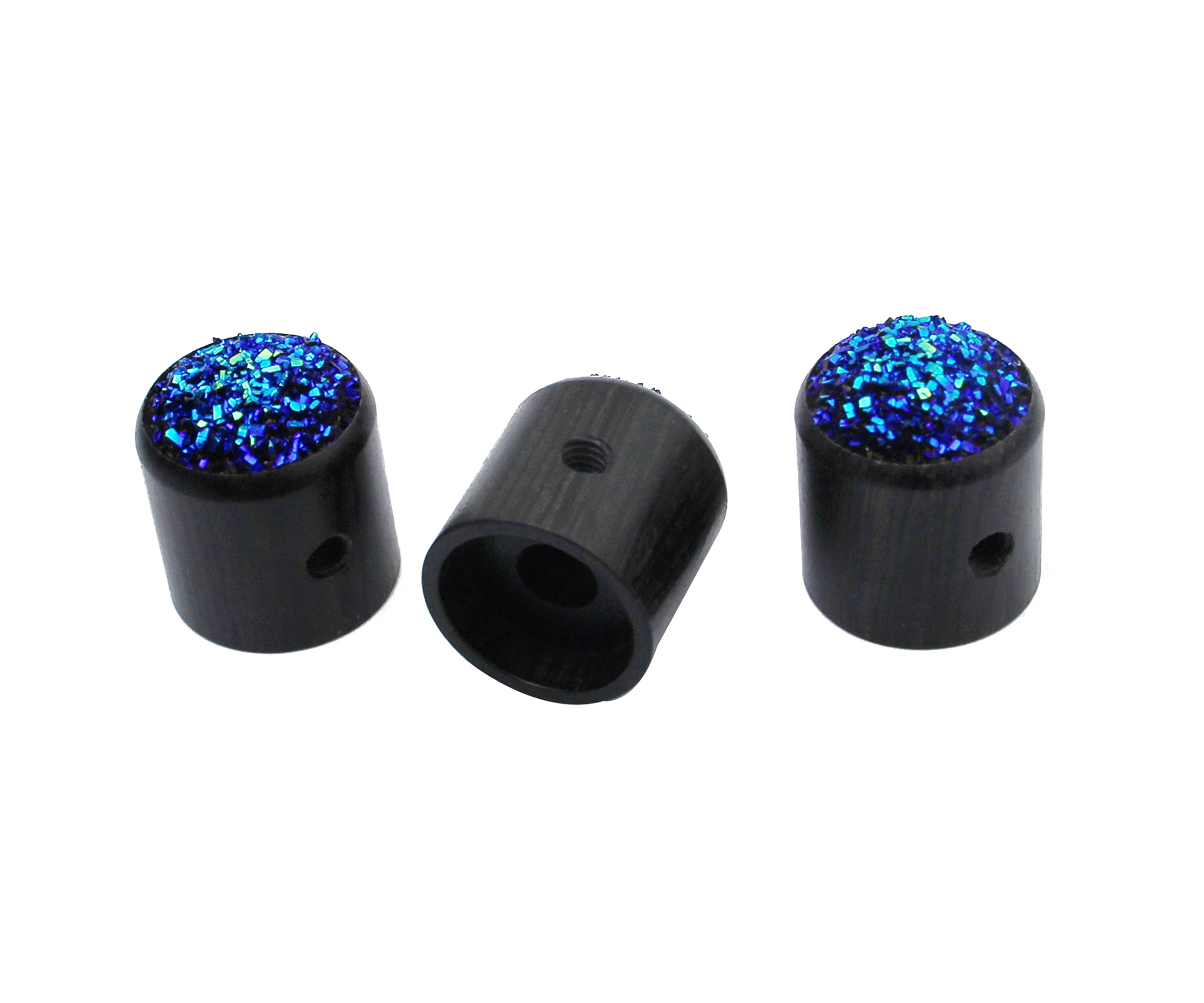 Guyker Guitar Knobs with 6mm Dia. Shaft Pots - Ebony Tone and Volume Control Potentiometer Knob Replacement for Precision Electric Guitar or Bass, Blue Sequins Top (3 Piece) - Image 2