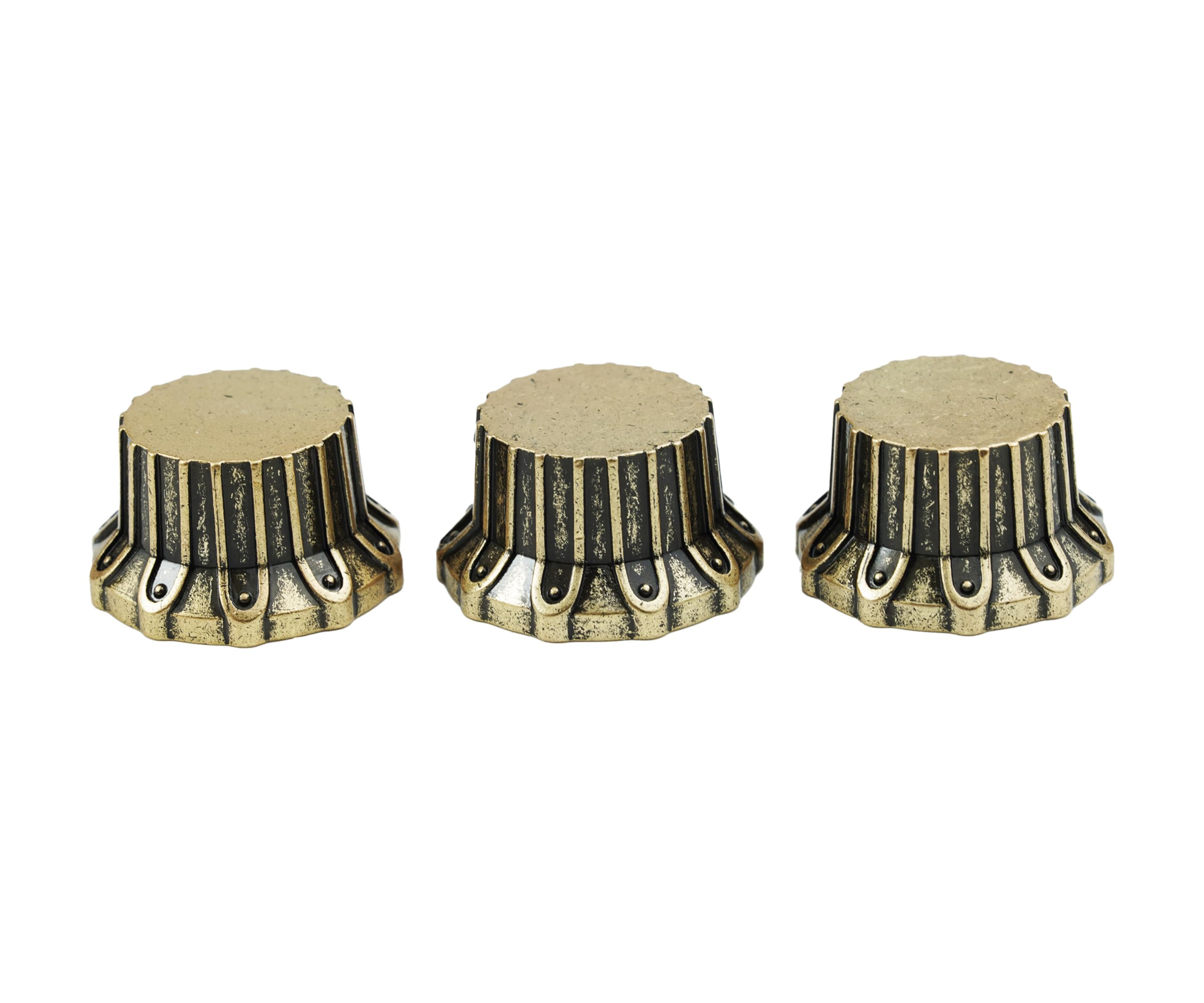 Guyker Guitar Potentiometer Control Knobs Dia. 6mm Shaft Pots, 3PCS Brass Bell Top Hat Speed Tone Volume Switch Cap Replacement Part for Electric Guitar or Precision Bass (NKB-002, Old Brass) - Image 3