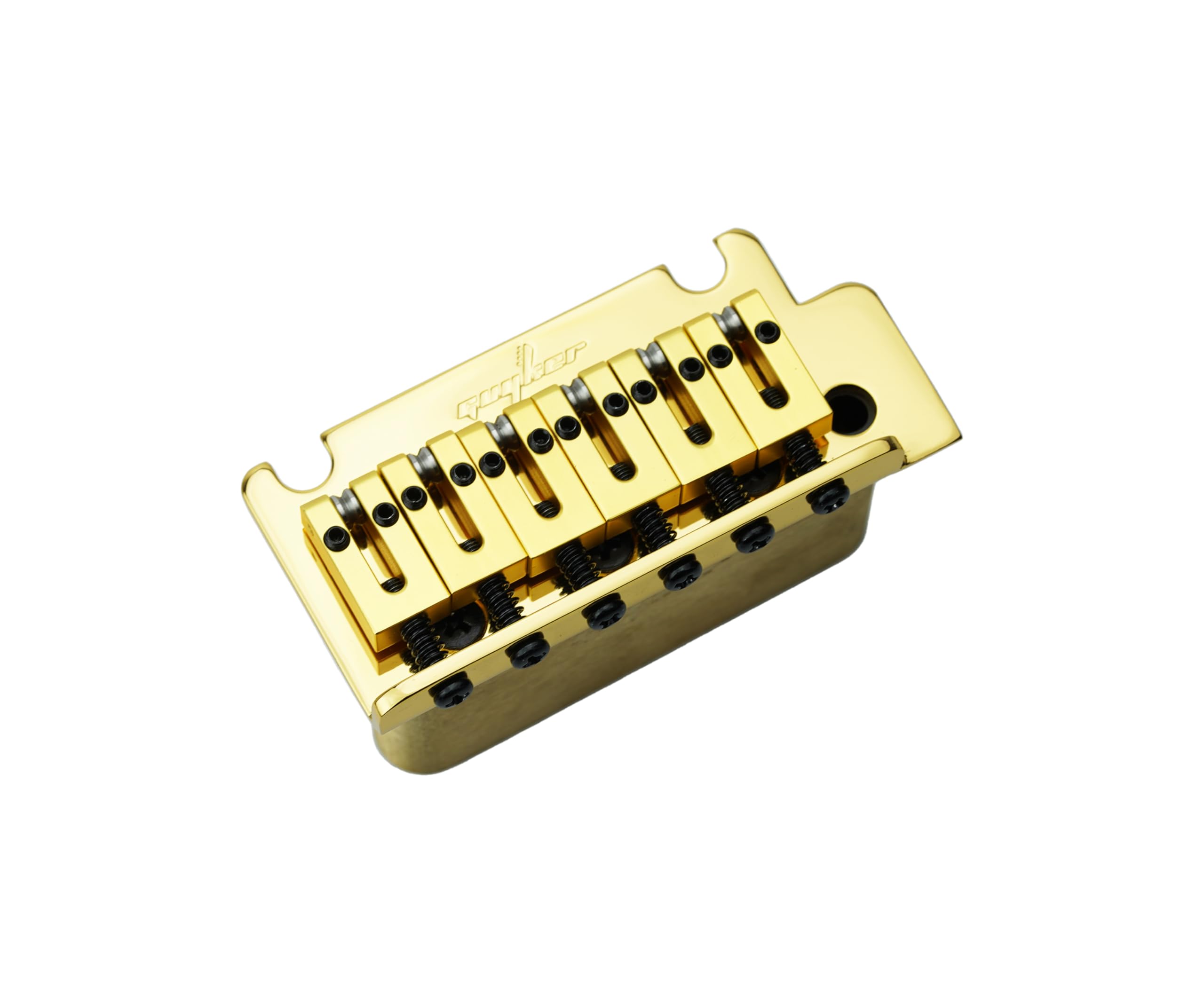 Guyker Guitar Tremolo Bridge with Brass Roller Saddle String Space 10.5mm & Brass Block & Spring and Claw, Pop-In Vibrato Bar, Complete Install Kit for Start ST Electric Guitar(GG-2001, Gold) - Image 4