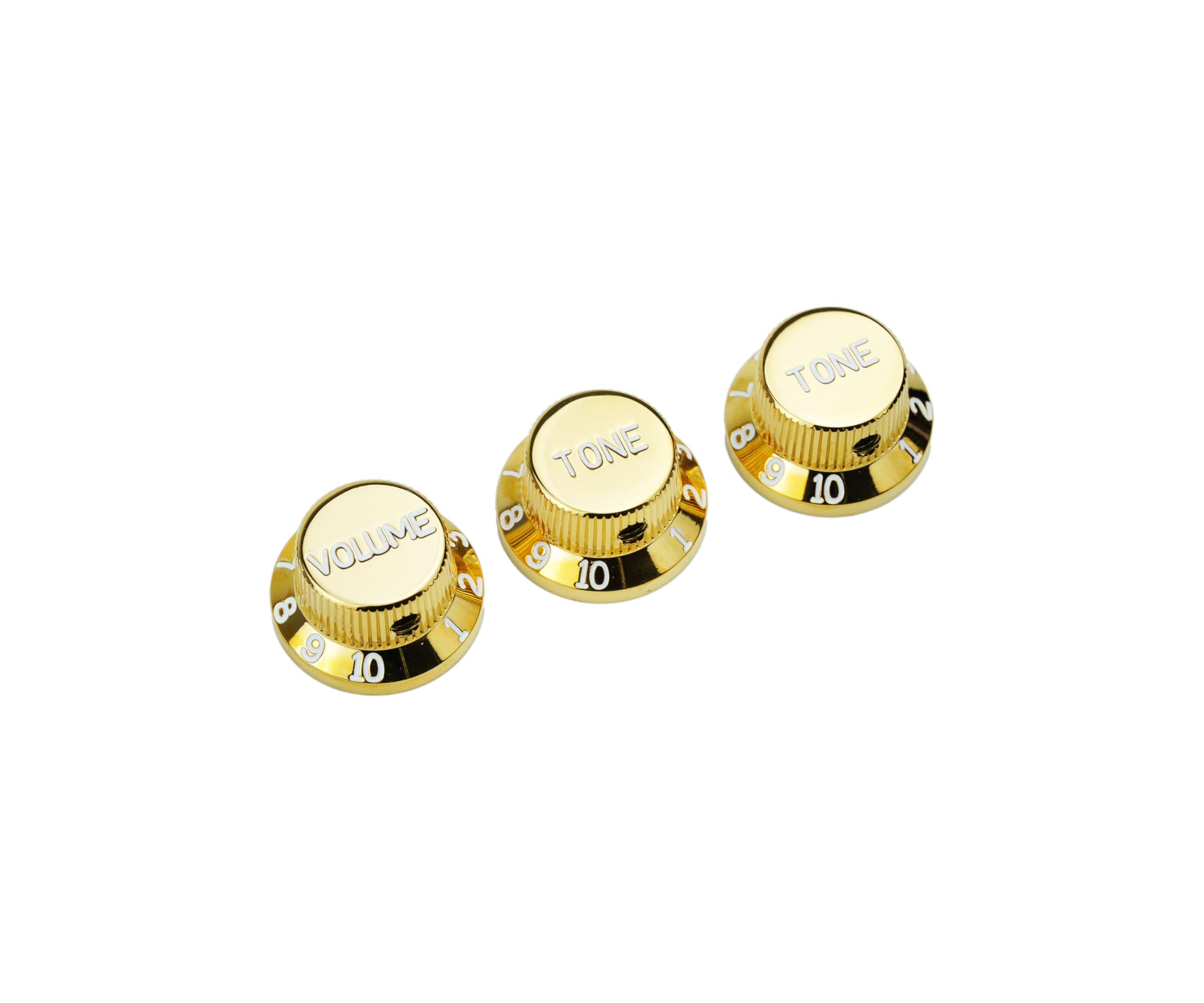 Guyker Top Hat Guitar Potentiometer Control Knobs with 6.3mm Dia. Shaft Pots - 3PCS Aluminium Alloy Bell Cap 1V2T Volume Tone Switch Knob for Electric Guitar or Precision Bass, CKB032 Gold - Image 2