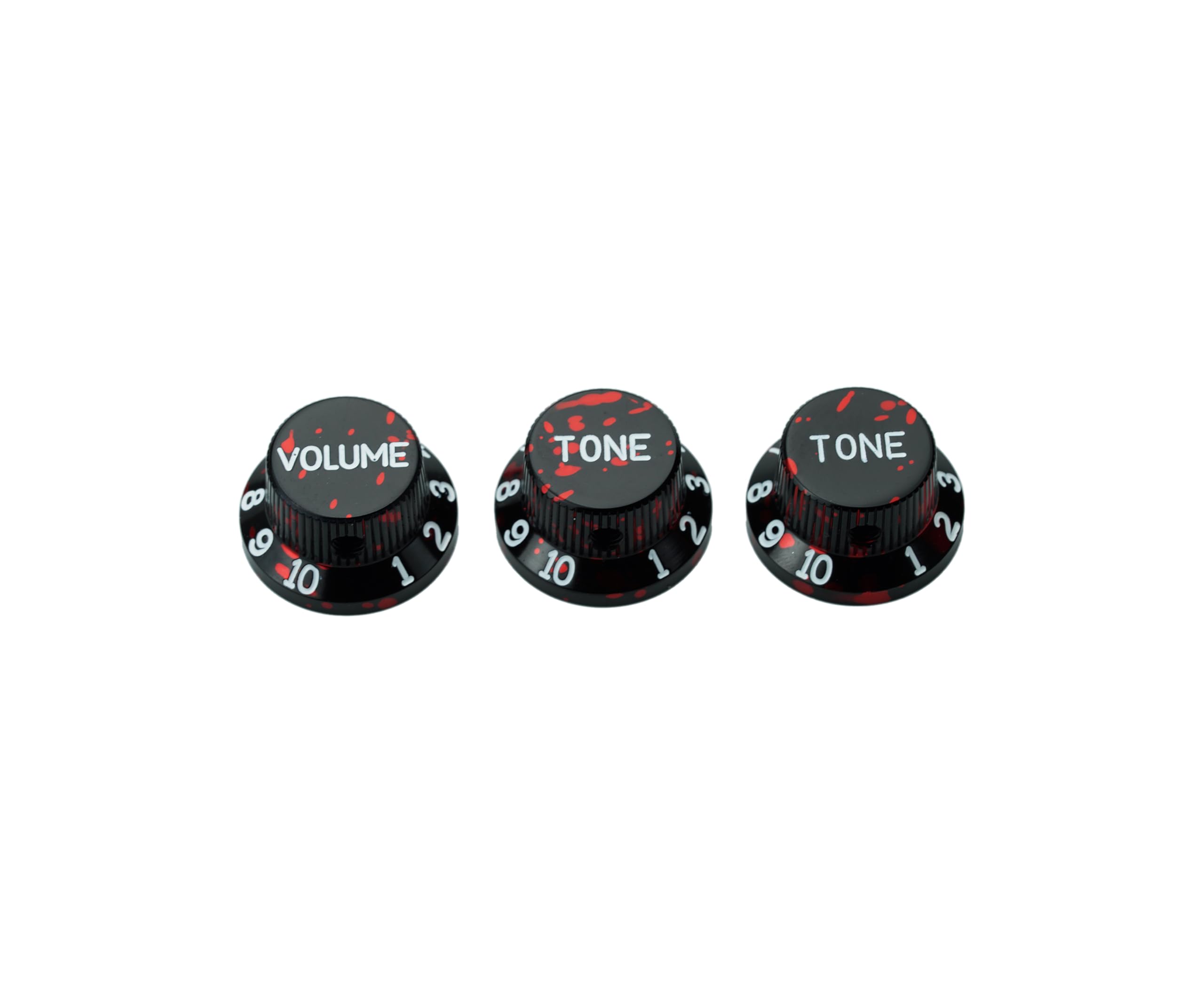 Guyker Top Hat Guitar Potentiometer Control Knobs with 6.3mm Dia. Shaft Pots - 3PCS Aluminium Alloy Bell Cap 1V2T Volume Tone Switch Knob for Electric Guitar or Precision Bass, CKB032 Black Red - Image 3