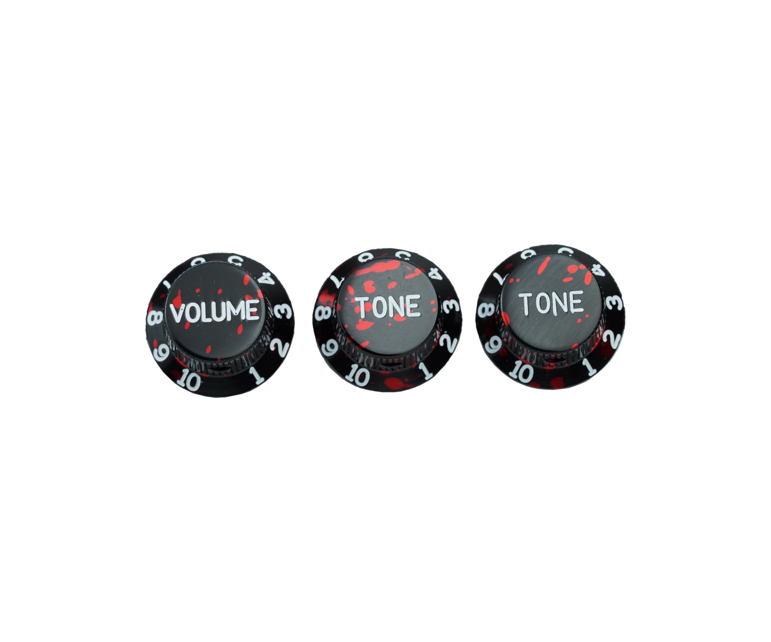 Guyker Top Hat Guitar Potentiometer Control Knobs with 6.3mm Dia. Shaft Pots - 3PCS Aluminium Alloy Bell Cap 1V2T Volume Tone Switch Knob for Electric Guitar or Precision Bass, CKB032 Black Red - Image 4