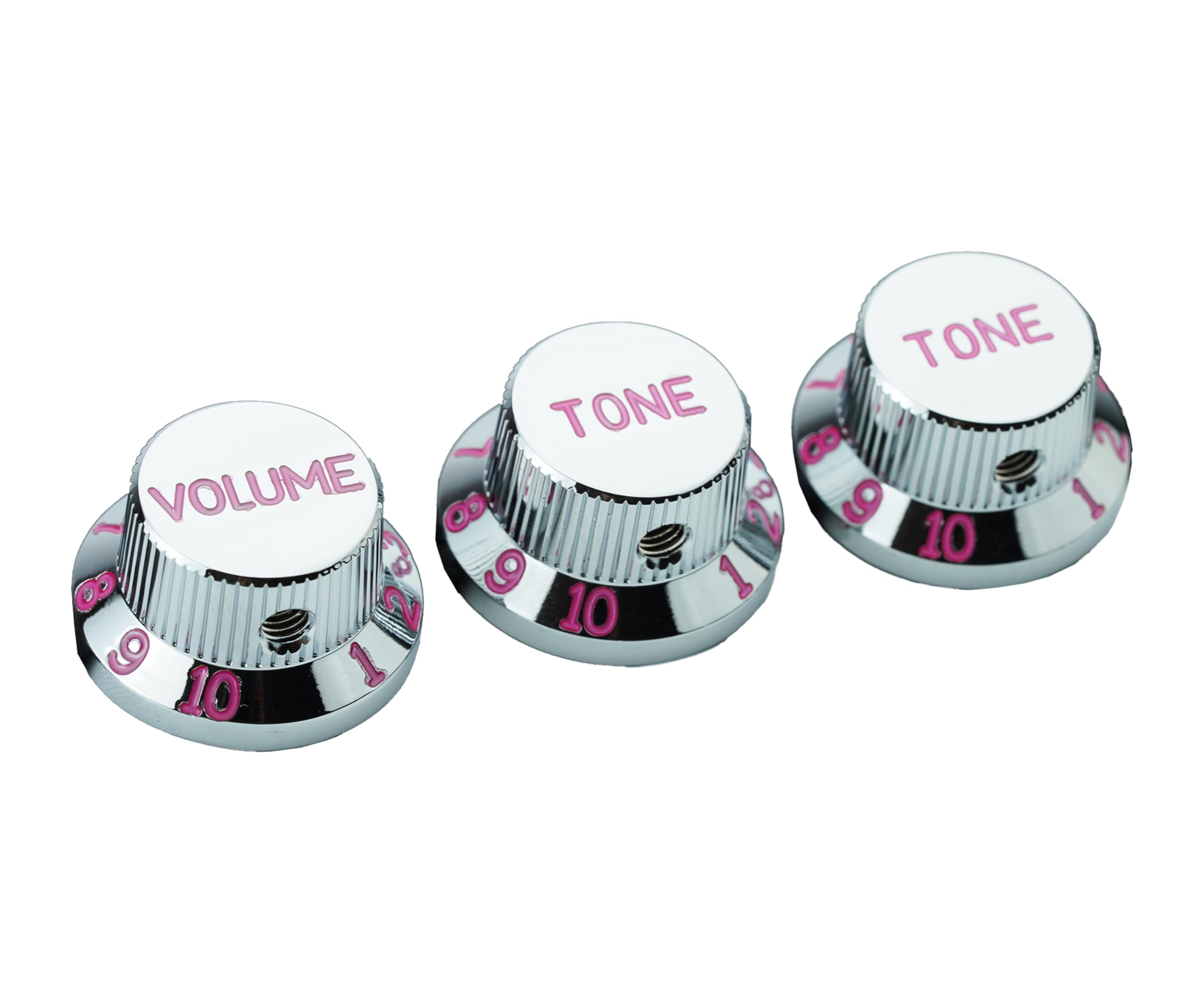 Guyker Top Hat Guitar Potentiometer Control Knobs with 6.3mm Dia. Shaft Pots - 3PCS Aluminium Alloy Bell Cap 1V2T Volume Tone Switch Knob for Electric Guitar or Precision Bass, CKB032 Chrome Pink - Image 3